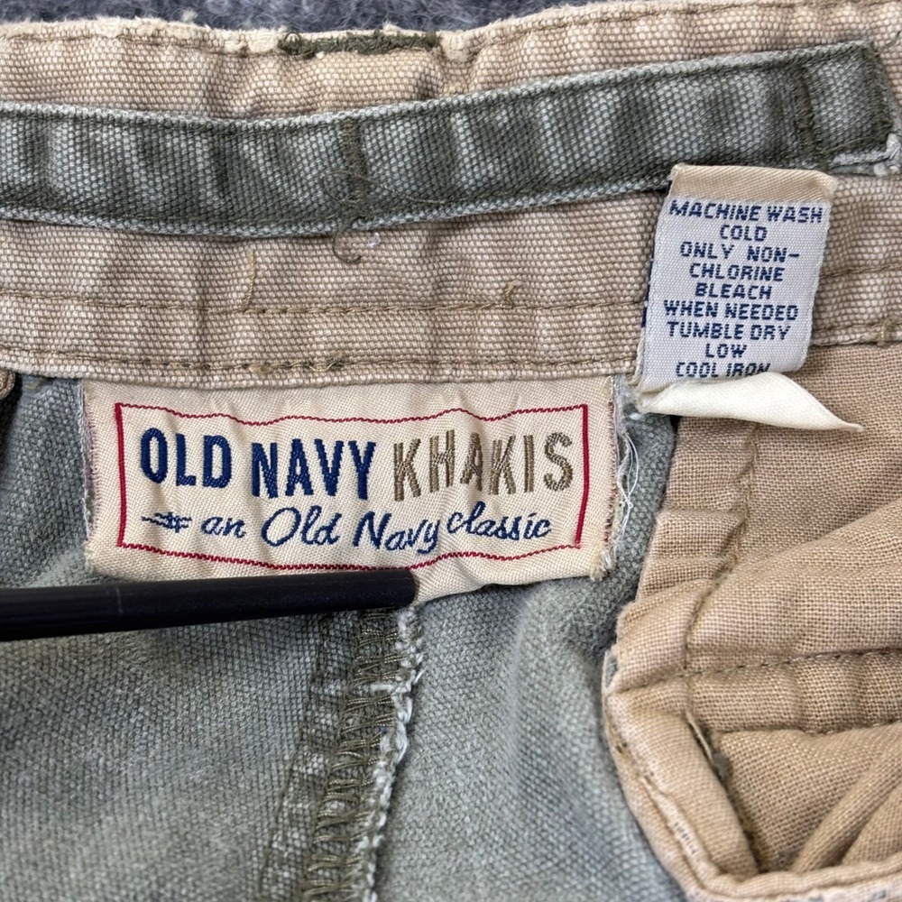 Old‎ Navy VTG Khakis Mens 34x32 Green Canvas Chino Pants Straight Rugged *Flaw - Picture 4 of 12